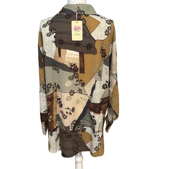 entro | Floral Patchwork High Low Button Up Blouse  🆕 NWT Oversized Sz Med/Lg - Picture 5 of 11